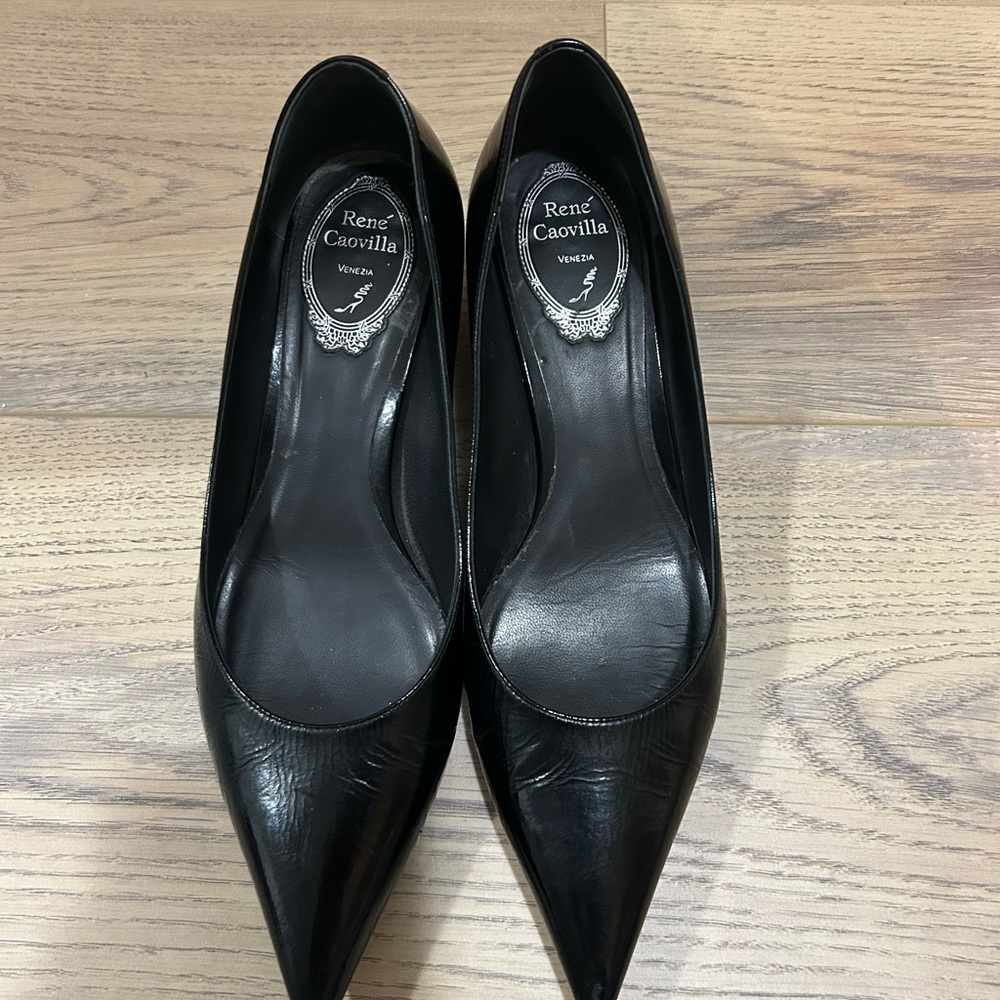 Rene Caovilla Black Leather Heels